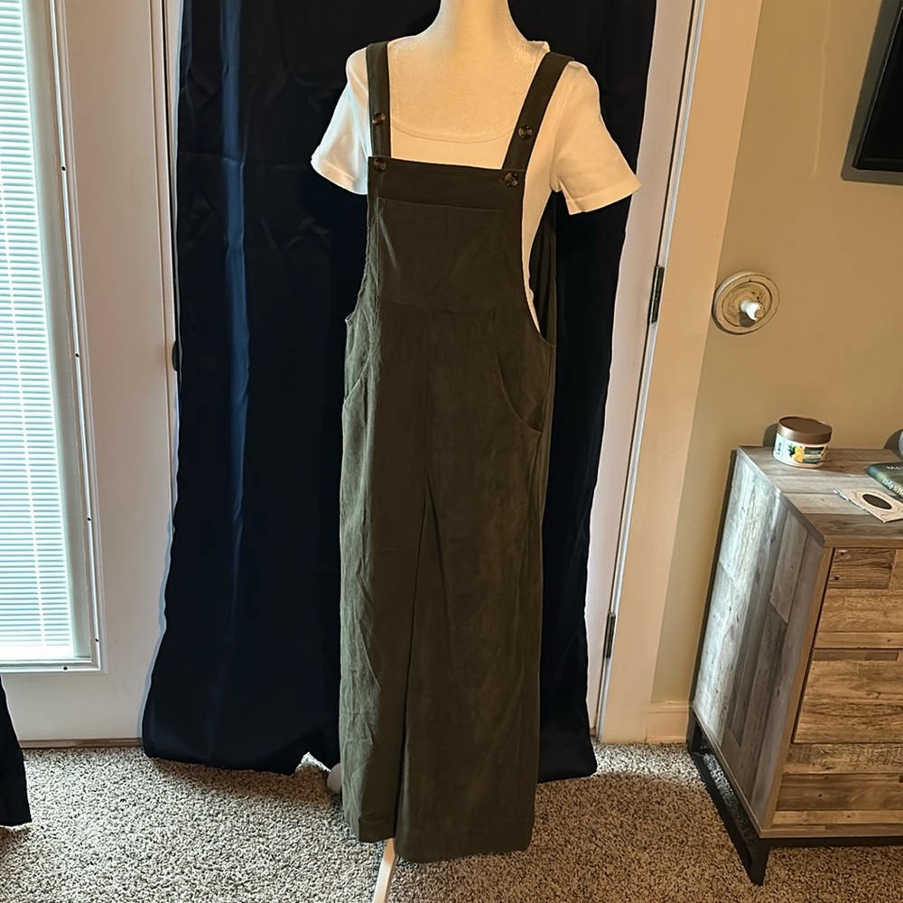 Size medium corduroy army green overall